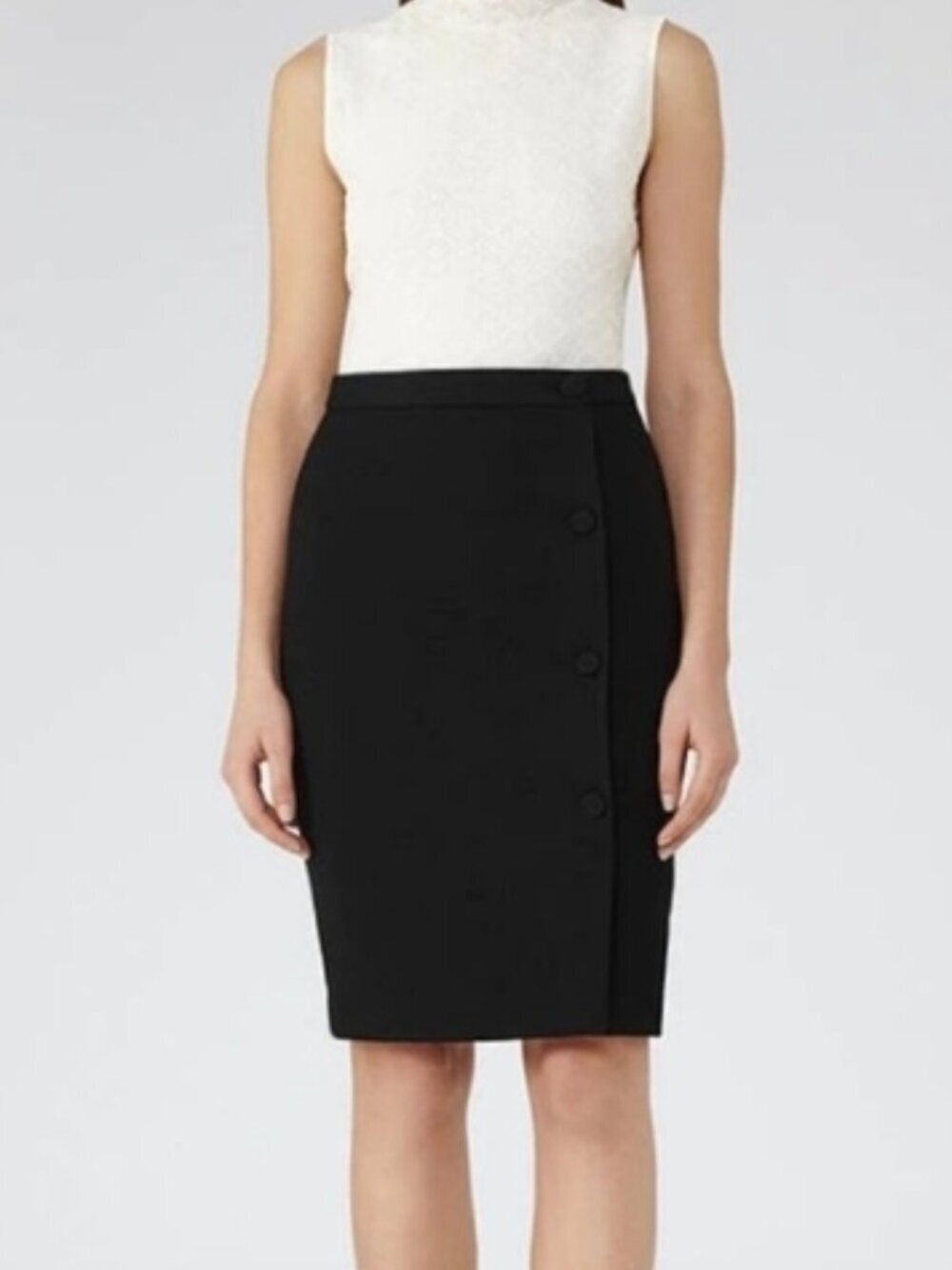 REISS Ricky Button-Front Pencil Skirt
